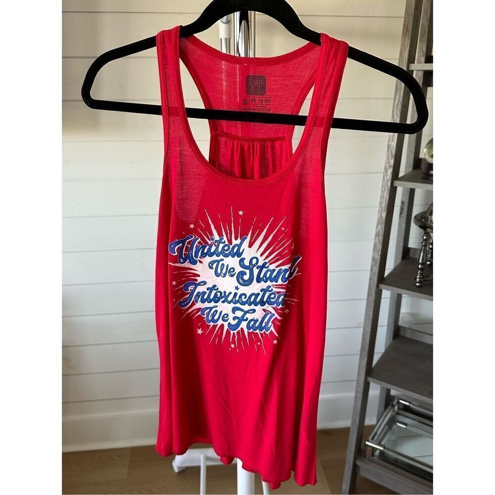 United We Stand‎ Intoxicated We Fall patriotic tank top sz small